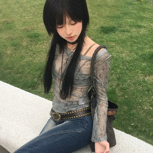 VILZSTUDIOS Grunge Aesthetic Mesh Japanese Sheer T-Shirt