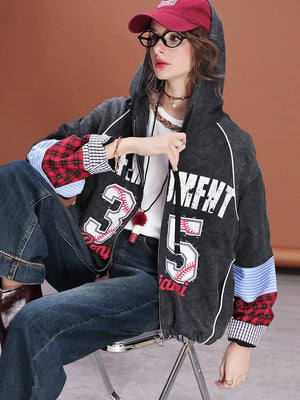 VILZSTUDIOS Vintage Patchwork Loose Fit Hoodie