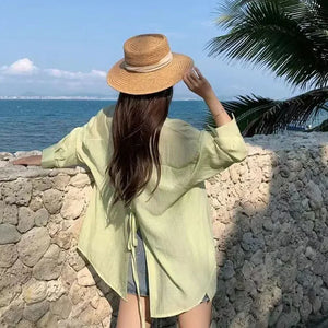 VILZSTUDIOS Lace-Up Beach Shirt
