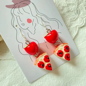 VILZSTUDIOS Red Apple Pizza Dangle Earring