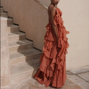 VILZSTUDIOS Elegant Handmade Ruffle Y2K Neck Dress