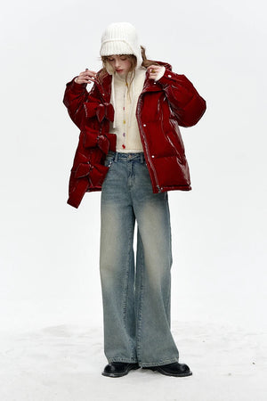 VILZSTUDIOS Stylish Bow Button Hooded Jacket