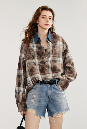 VILZSTUDIOS Retro Plaid Long Sleeve Shirt