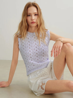 VILZSTUDIOS Stylish Embroidered Hollow Out Shirt