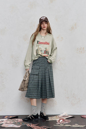 VILZSTUDIOS Vintage Washed Print Long Sleeve Top