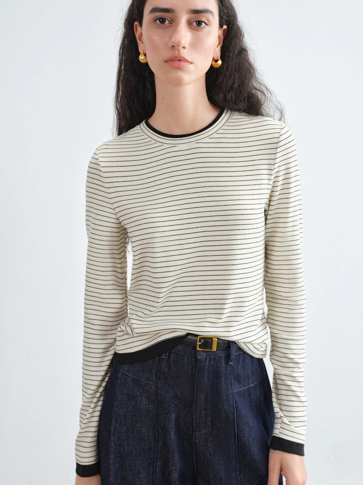 VILZSTUDIOS Retro Contrast Stripe Knit Sweater