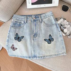 VILZSTUDIOS High Waist Diamond Butterfly Embroidered Skirt