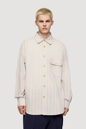 VILZSTUDIOS Versatile Loose Striped Check Shirt