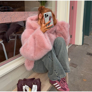 VILZSTUDIOS Plush Faux Fur Hooded Jacket