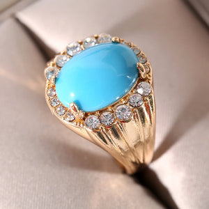 VILZSTUDIOS Exquisite Blue Stone Gold Ring