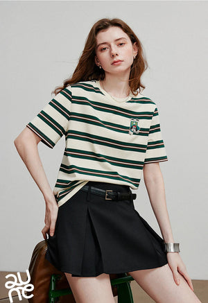 VILZSTUDIOS Striped Summer Cotton Women T-Shirt