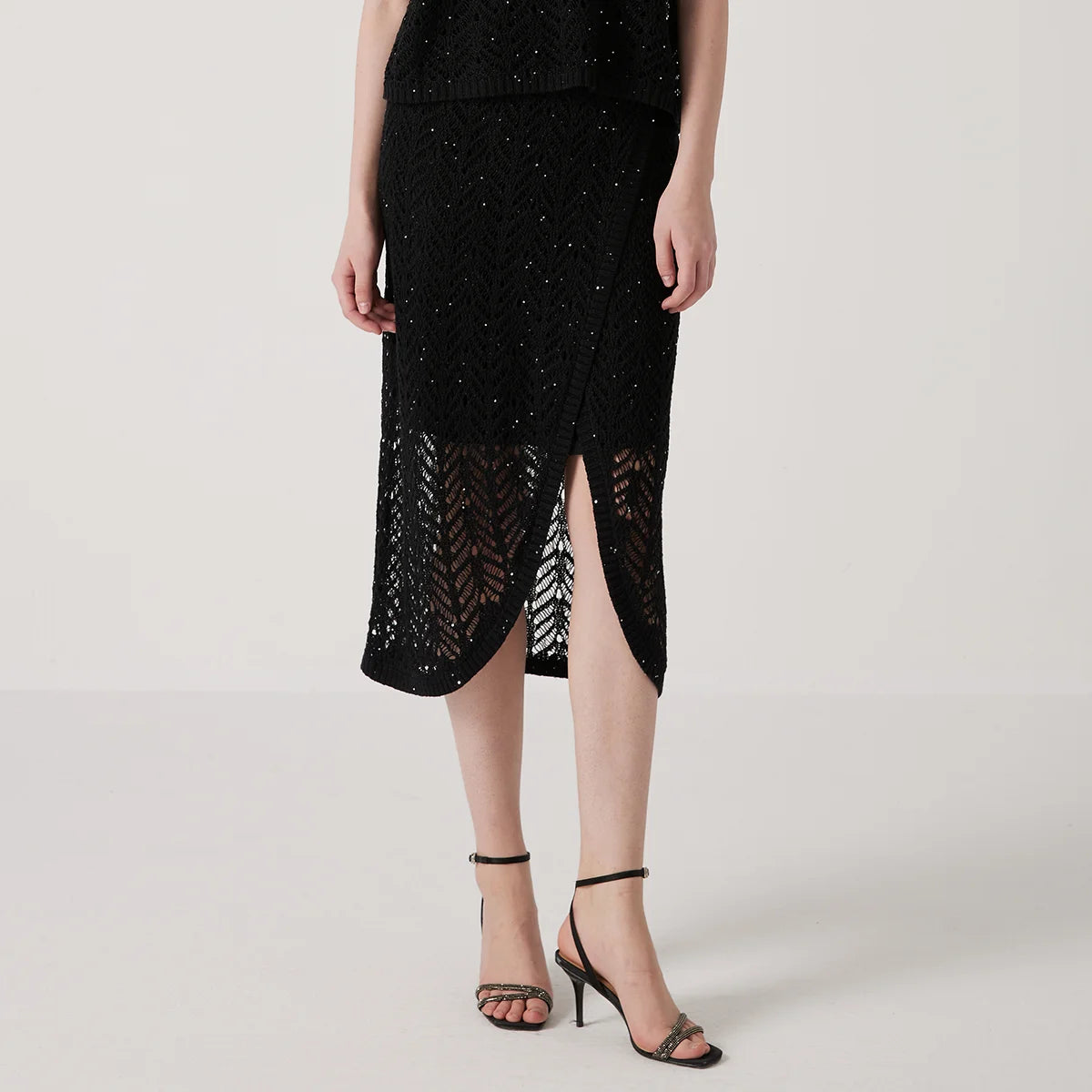 VILZSTUDIOS Luxury Linen Skirt with Hollow Out