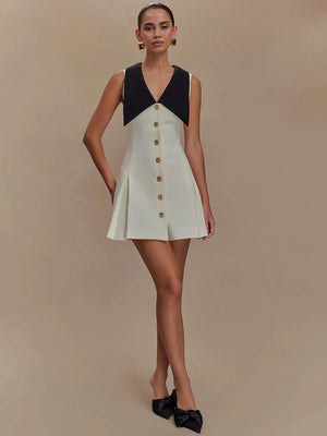 VILZSTUDIOS Sleeveless Contrast Sexy Mini Dress