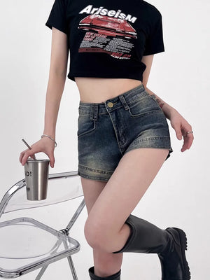 VILZSTUDIOS High Waist Denim Shorts Sexy Jeans