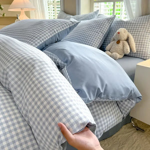 VILZSTUDIOS Soft Plaid Queen Size Duvet Bedding Set