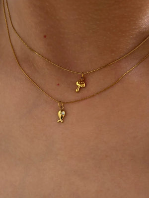 VILZSTUDIOS 18K Gold Plated Mushroom & Whale Pendant Necklace