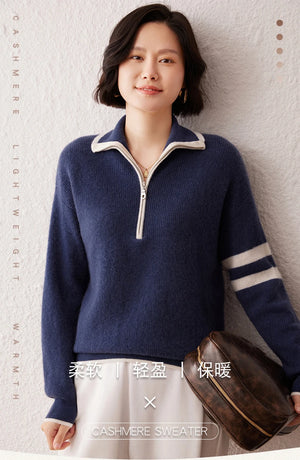 VILZSTUDIOS Cozy Zipped Turtleneck Cashmere Sweater