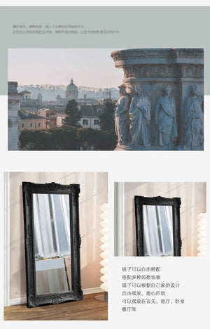 VILZSTUDIOS French Vintage Furniture Full-Length Wooden Frame Mirror Hotel Artistic Decorative Mirror Wedding Dress Store Dressing Mirror
