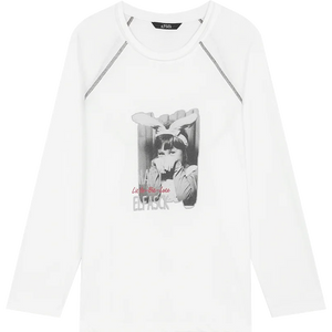 VILZSTUDIOS Casual Bunny Girl Print Long Sleeve Top
