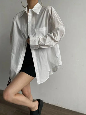 VILZSTUDIOS Chic Loose Fit Split Back Shirt
