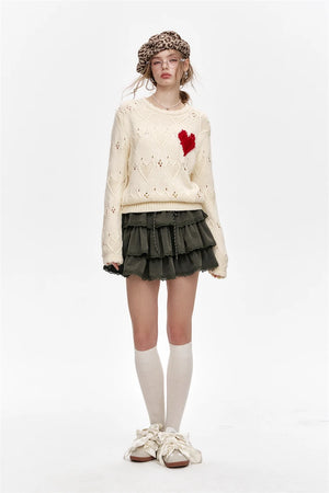 VILZSTUDIOS Y2K Lace Stitching A-Line High Waist Mini Skirt