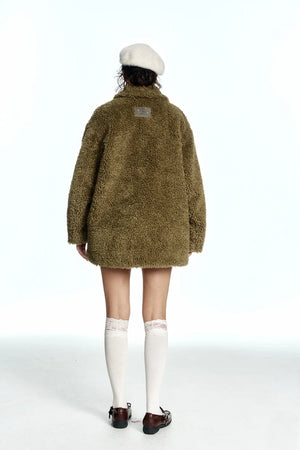 VILZSTUDIOS Y2K Olive Bowknot Pockets Jacket