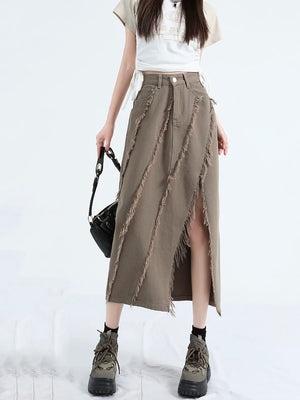 VILZSTUDIOS Chic Irregular High Waist Midi Skirt
