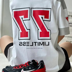 VILZSTUDIOS Contrast American Style Sport Jersey T-Shirt