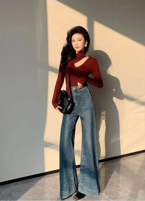 VILZSTUDIOS Slim V-Neck Long Sleeve Top