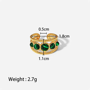 VILZSTUDIOS Classic French Style Green Malachite Ring