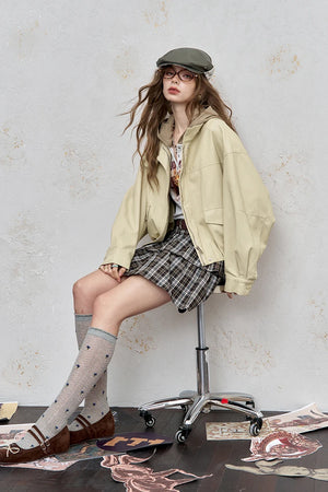 VILZSTUDIOS Y2K Streetwear Beige Loose Jacket