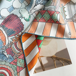 VILZSTUDIOS Fashion Lady Silk Print Scarves Square Luxury Shawl