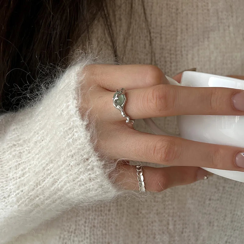 VILZSTUDIOS Irregular Vintage Liquid Lava Silver Ring