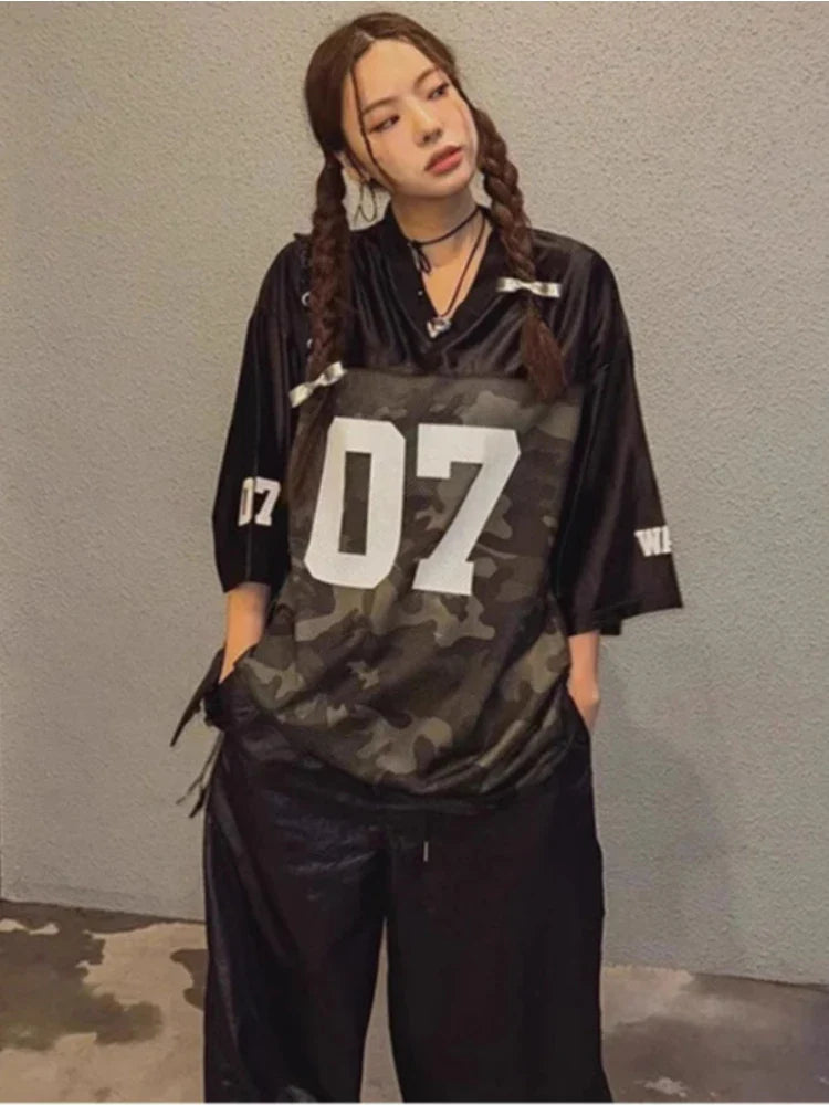 VILZSTUDIOS Vintage Loose Fit V-Neck Jersey T-Shirt