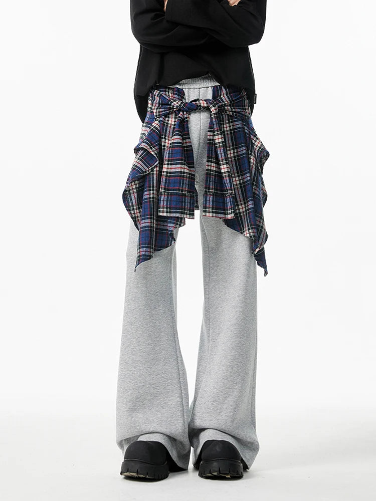 VILZSTUDIOS Plaid Patchwork Baggy Vintage Wide Pants