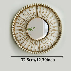 VILZSTUDIOS Hand-woven Nordic decorative hanging mirror creative wall sofa porch homestay style background wall hollow out decor mirror
