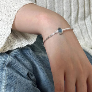 VILZSTUDIOS Blue Stone Geometric Bangle Bracelet