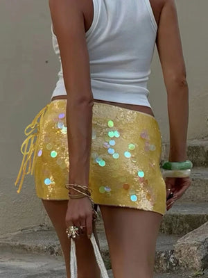 VILZSTUDIOS Sequined Chic Mini Skirt High-Waist Glamorous