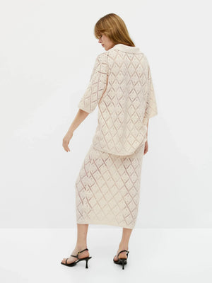 VILZSTUDIOS Ethereal Flowy Crocheted Slim Fit Skirt.