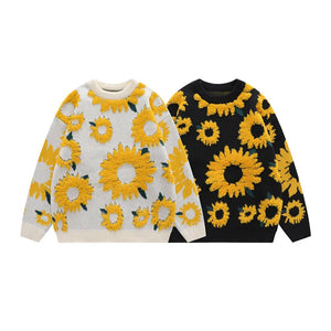 VILZSTUDIOS Textured Sunflower Oversized Knit Sweater