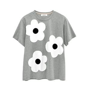 VILZSTUDIOS Gray Cotton Applique Short-Sleeved T-Shirt