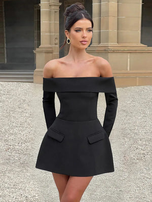 VILZSTUDIOS Off-Shoulder Long Sleeve Mini Dress