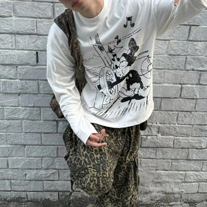 VILZSTUDIOS Retro Mickey Cartoon Graphic Long T-Shirt