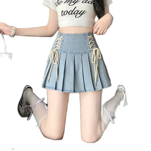 VILZSTUDIOS Vintage Pleated Denim Skirt