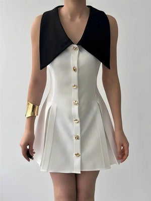 VILZSTUDIOS Sleeveless Contrast Sexy Mini Dress