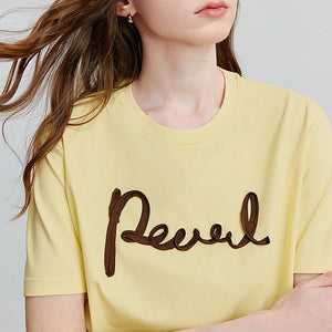 VILZSTUDIOS Comfortable Letter Print Round Neck T-Shirt