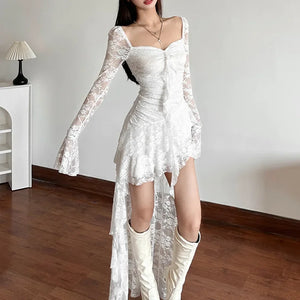 VILZSTUDIOS Lace Flare Sleeve A-line Dress