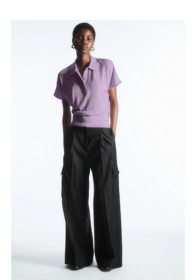 VILZSTUDIOS Lavender Knitted Polo T-Shirt