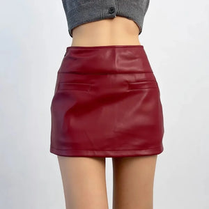 VILZSTUDIOS Elegant Black Leather Mini Skirts Women
