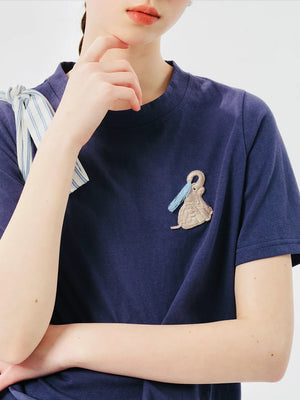 VILZSTUDIOS Stylish Slim Fit Embroidered Round T-Shirt